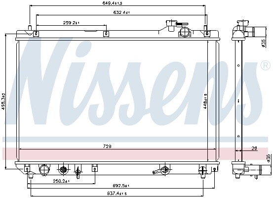 Nissens 64659 radiator, engine cooling for Lexus