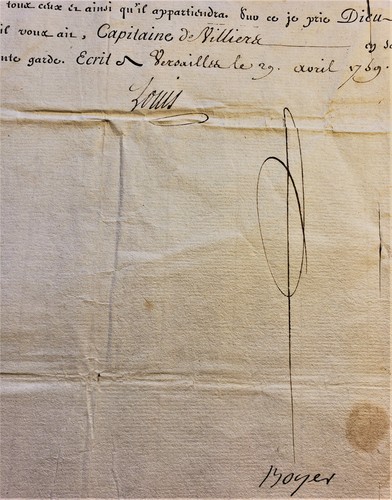 LOUIS XV AUTOGRAPH - MARINE COAST GUARD CAPTAINCY OF ST MARTIN DE BREHAL - 1759 - Picture 3 of 12