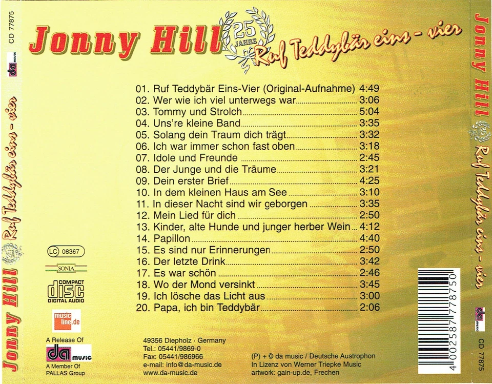 (CD) Jonny Hill – 25 Jahre (Ruf Teddybär Eins-Vier) -  Papa, Ich Bin Teddybär - Bild 2 von 2