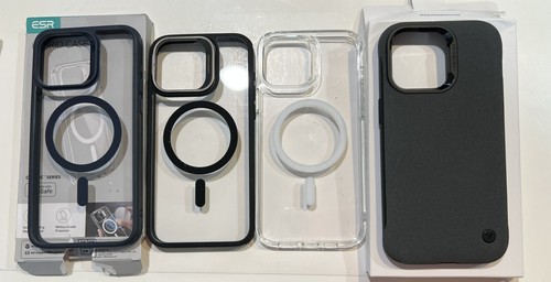 iPhone 15 Pro Max Case Bundle ESR & VRS Magnetic Charging Blue, Black, Clear Gry