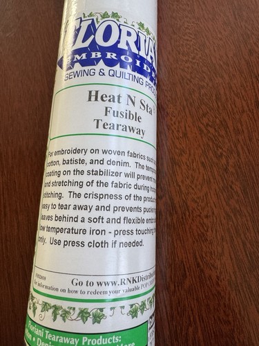 Floriani Embroidery Placement Heat N Sta Fusible Tearaway Stabilizer 20” X 10 Yd - Picture 2 of 4
