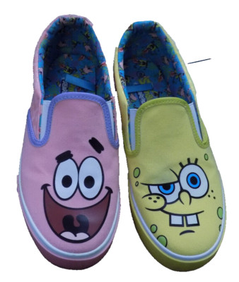 Cartoon opposites Spongebob 2 front teeth & Happy Patrick Canvas Sneakers sz 8