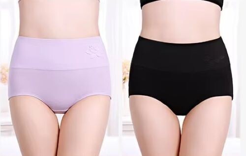Frauen Bauch Kontrolle Unterwäsche Damen Hohe Taille Baumwolle Auslaufsicher Höschen 2er Pack - Bild 13 von 34