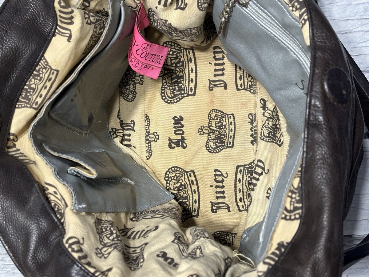 Y2K VTG Juicy Couture Lock Key Designer Satchel Bag Brown Y2K VTG Juicy Couture Lock Key Designer Satchel Bag Brown