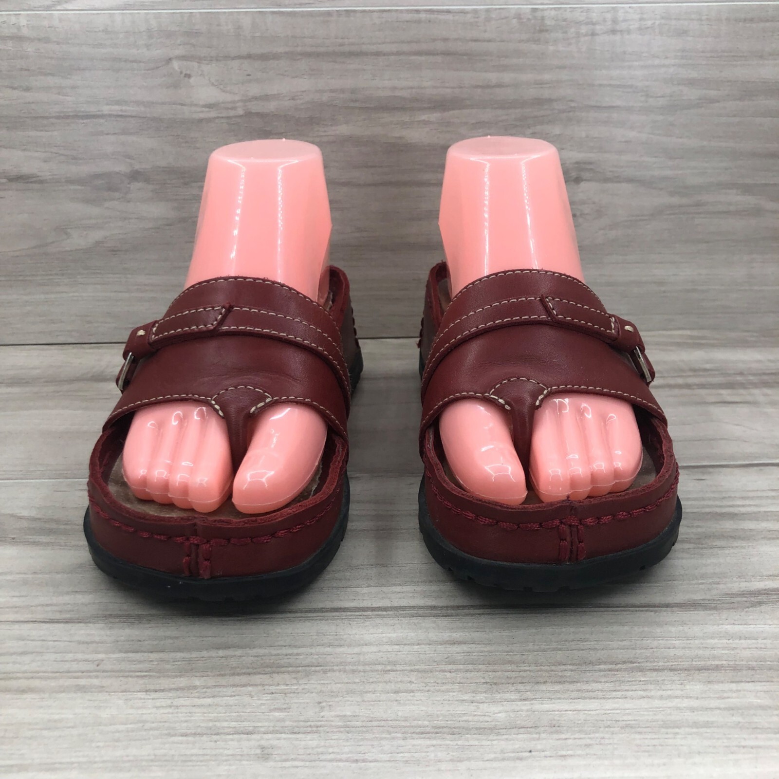 American Eagle Sandals Womens 7 M Red Leather Vintage Platform Flip Flop Thong image 5