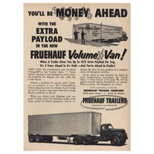 1955 Fruehauf Trailers: Volume Van Vintage Print Ad
