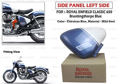 For Royal Enifeld Classic ''650 Left Side Panel With Sticker Cerulean Blue''