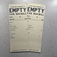 2 1971 Akron Canton & Youngstown Railroad Co. Ohio Empty Car Waybill Forms  1566