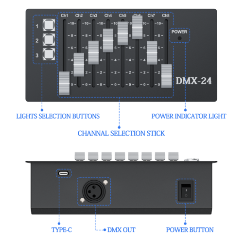 Rechargeable DMX 24 Channels Operator Console Controller for DJ Stage Lighting - Picture 7 of 11