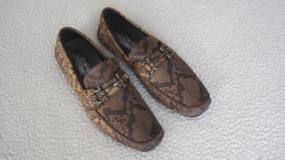 FERRAGAMO Parigi 10 Karung Brown/Tan Snakeskin Leather Men  display picture 1