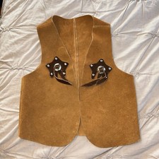Vintage Children's Sheriff Cowboy/Cowgirl Western Leather Fringe Vest