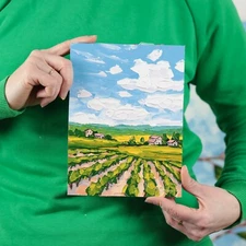 Oil Painting Original Vineyard 6x8" Tuscany Painting Italian Countryside Impasto