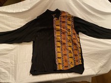 Vintage SUNDAY DRIVER Loop Collar 100 Rayon Button Up Shirt. Size Large African