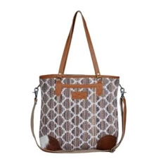Myra Bag Canvas and Leather 3314 Perfect Match  Tote Shoulder Bag