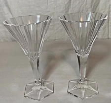 Moser Lot of 2 Vintage Crystal Cocktail Glasses Wine, Juice, w/Maker's Mark  7"T
