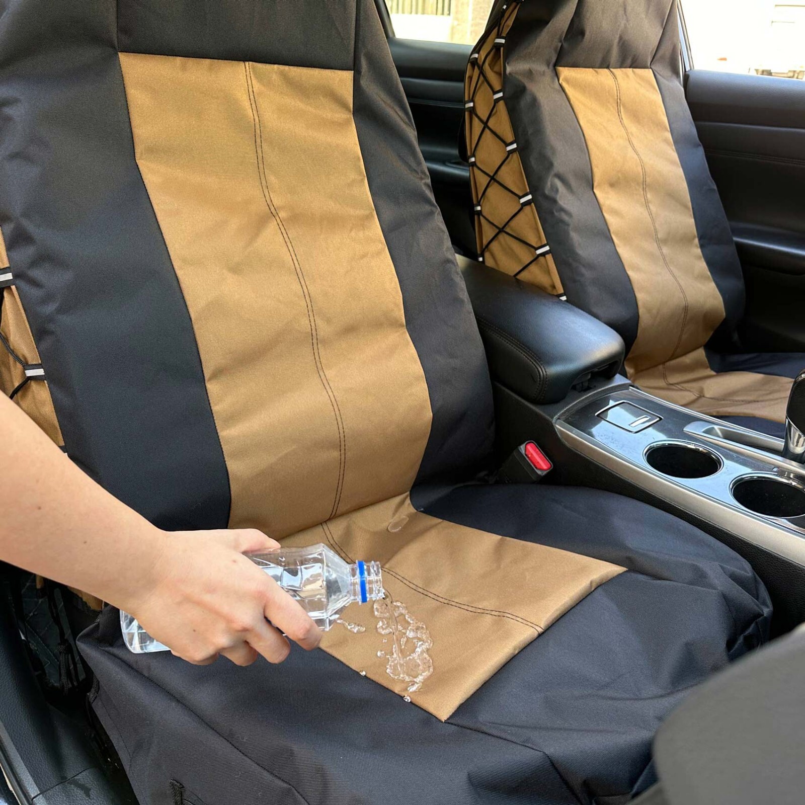 Waterproof Canvas Coyote Brown High Back Car Seat Covers For Nissan