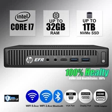 HP Micro Desktop Computer PC i7, Up to 32GB RAM, 1TB SSD, Windows 10/11 WiFi