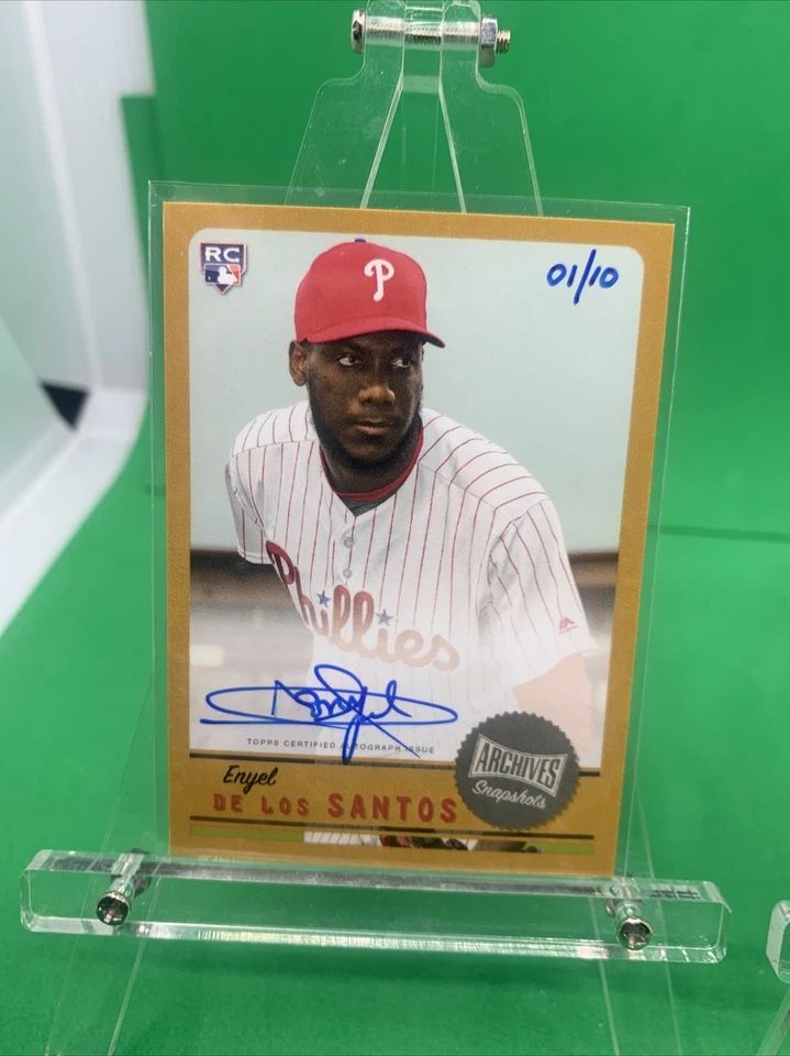 (2) ENYEL DE LOS SANTOS RC 2019 TOPPS ARCHIVES SNAPSHOTS GOLD 1/10 & BASE AUTO - Image 2 of 4