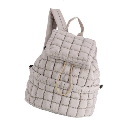 Quilted Backpack Women Puffer Gym Bag Travel Sports Lightweight Khaki
