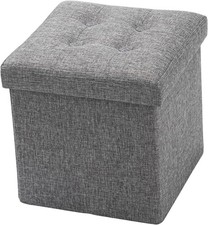 Luxurious Foldable Square Linen Storage Box Seat Ottoman