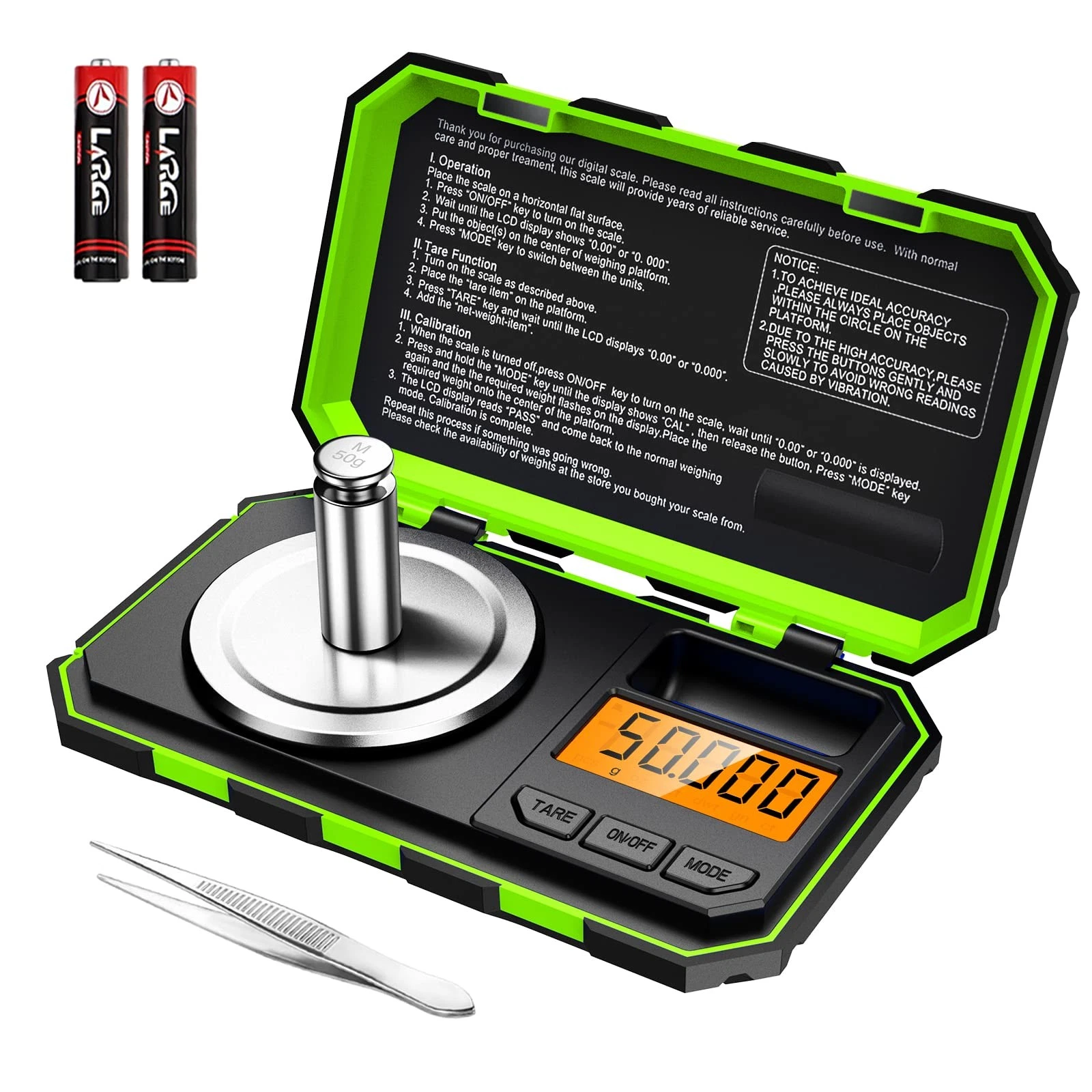 KeeKit Digital Pocket Scale, 50g 0.001g Professional Milligram Green