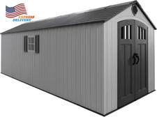 Lifetime Large Outdoor Storage Shed Weather Resistant 8x20 Ft Gray BUY IT NOW