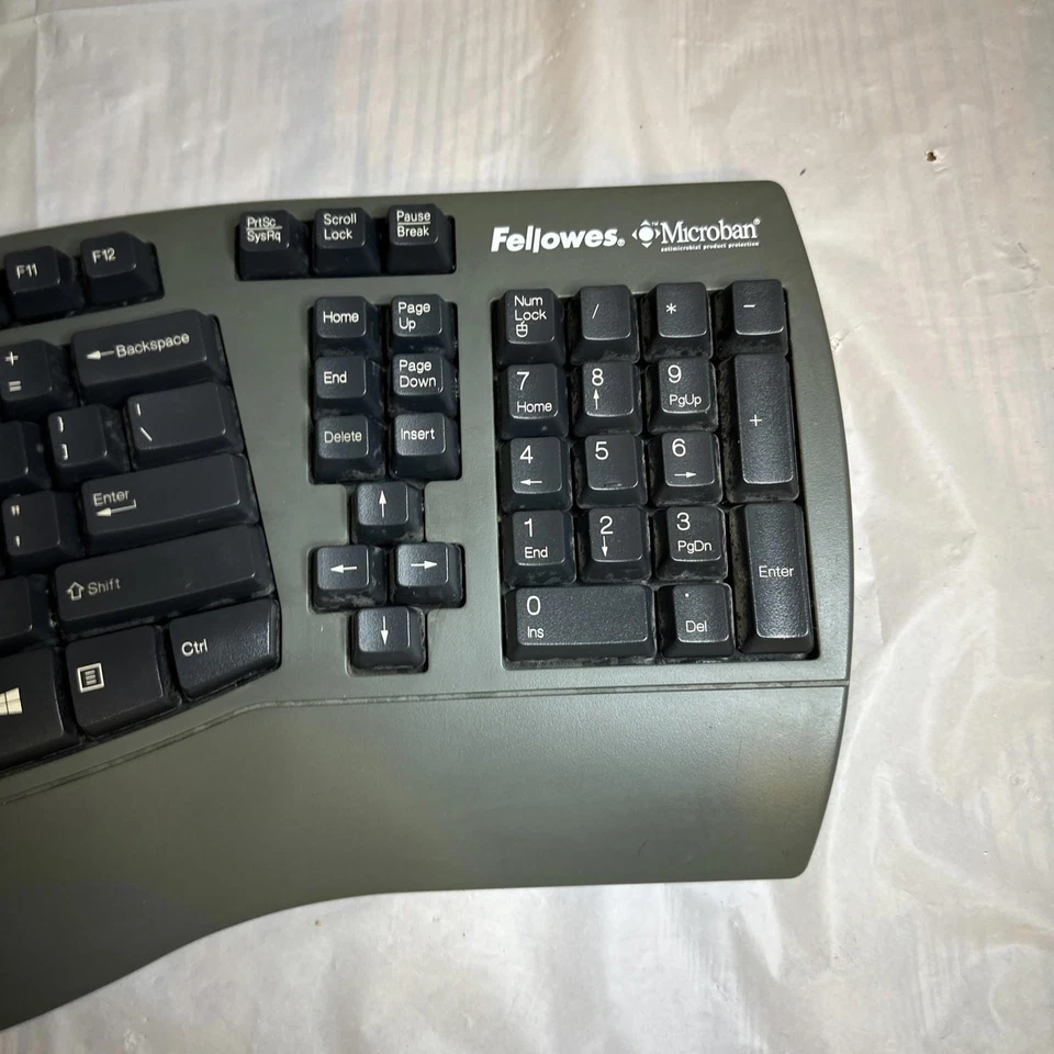 Fellowes Microban KU-9938 Ergonomic Keyboard Split Design USB Wired Gray WORKS - Image 2 of 4