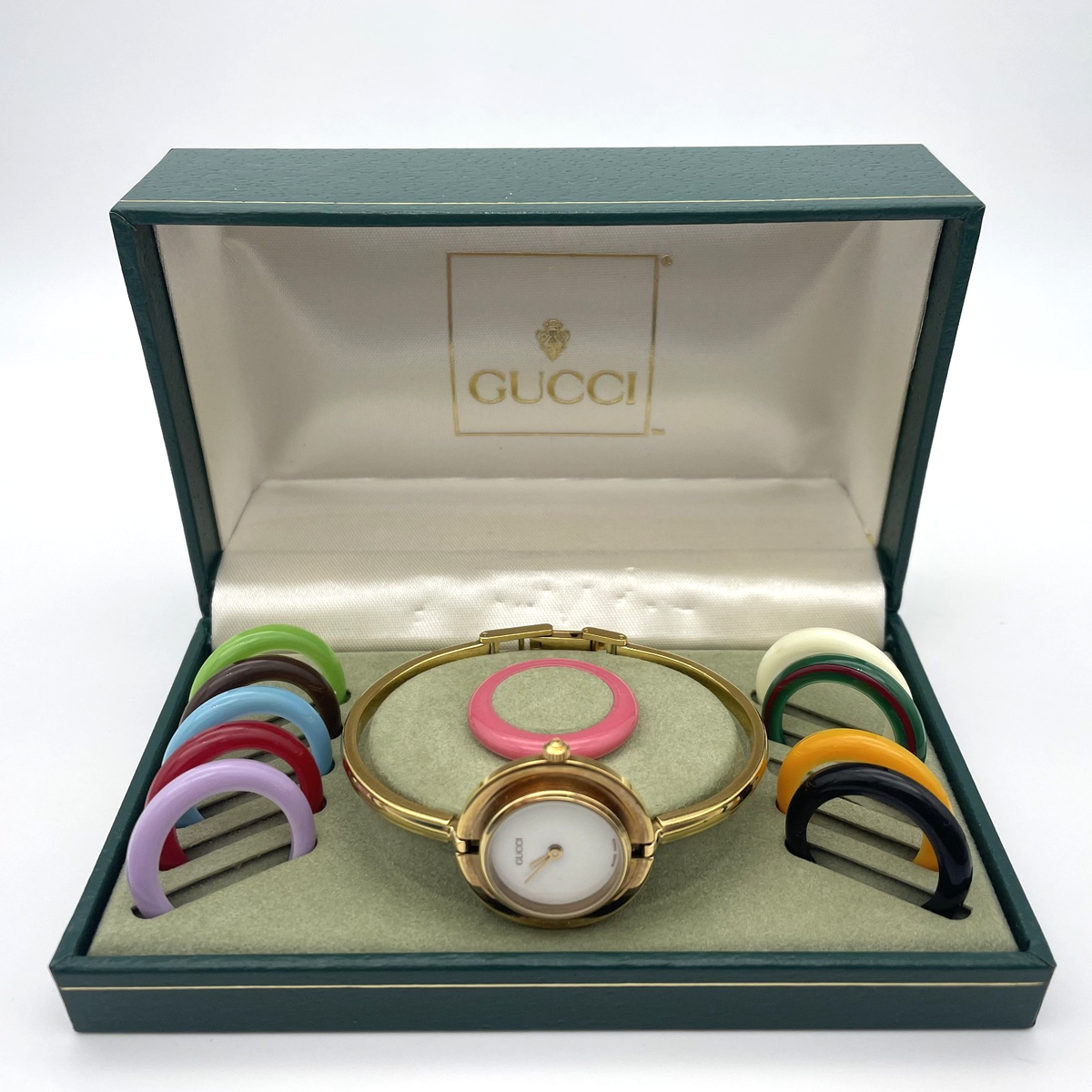 GUCCI Change Bezel 11/12.2 Watch 10 colors Quartz Gold BOXED