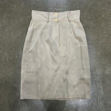 Beige High Waist Skirt Womens Medium Pencil Knee Length Workwear Office Career