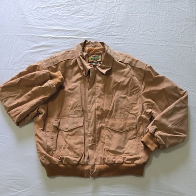 Vtg GIII Men s M GLOBAL IDENTITY Lined LEATHER BOMBER AVIATOR JACKET - RARE