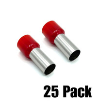 The Wires Zone 1/0 Gauge Wire Ferrule Connectors Red Barrel - 25 pack