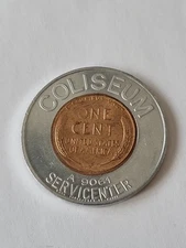 UNITED STATES 1954-D ENCASED WHEAT PENNY  COLISEUM  SERVICENTER 