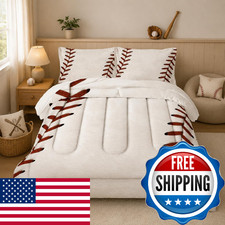 Nttopship Baseball Comforter Setkids Baseball Bedding 3Pcs Full Size For Boys