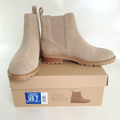 Steve Madden  Lorali  Women s Suede Leather Chelsea Boot -Tan Size 7