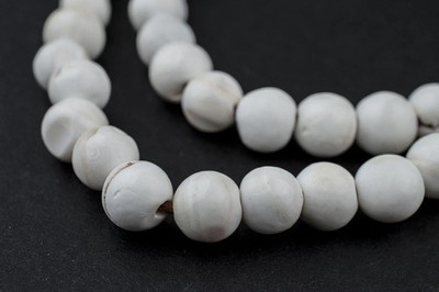 White Spherical Naga Conch Shell Beads 10mm Nepal Round 26 Inch Strand