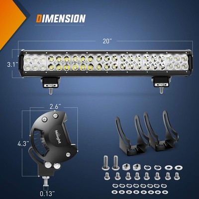 RIGIDON 44 inch 111cm 288W LED-balk 4x4 met 12v bedradingsset, LED- werklampbalk, rechte led-lichtbalk Mistlamp LED-oprit voor offroad-vrachtwagens Autovoertuigen