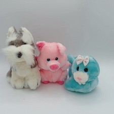 Lot Of 3 Russ Berrie Stuffed Plush Schnapps Schnauzer Winny Seal Prudence Pig