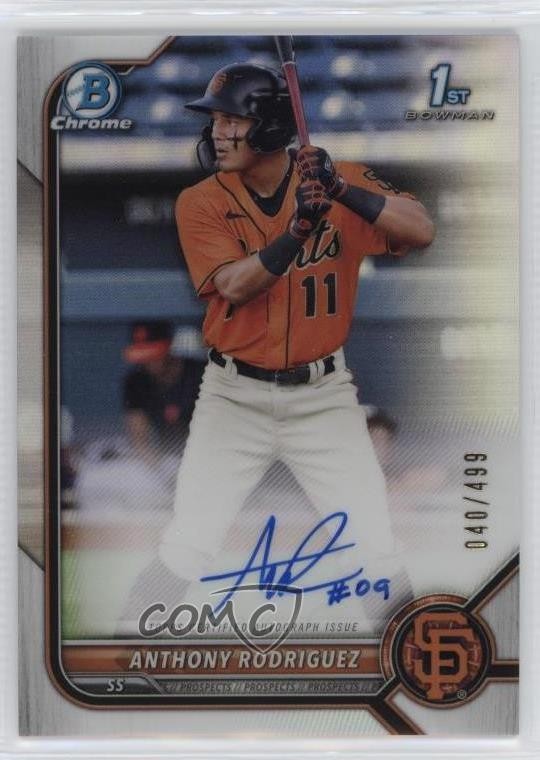 2022 Bowman Chrome Prospect Refractor 40/499 Anthony Rodriguez #CPA-ARZ Auto 7s2