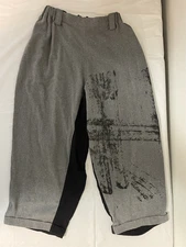 Moyuru Rayon/Linen Gaucho Sarouel Pants Gray Black NWT US Size XS, Japan size M