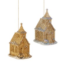 RAZ Imports Gold Church Ornament Set 4519235