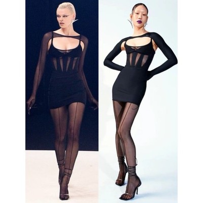 Mugler x H&M Corset Mini Dress Black Bodycon Sheer NWT Size S