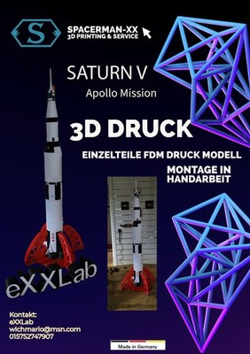 NASA/ Apollo Saturn V  Rakete + Standfuss +++Top 3D Druck