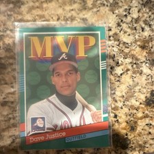 1991 Donruss David Justice #402 Atlanta Braves Baseball Base Set 4 Red Stripes