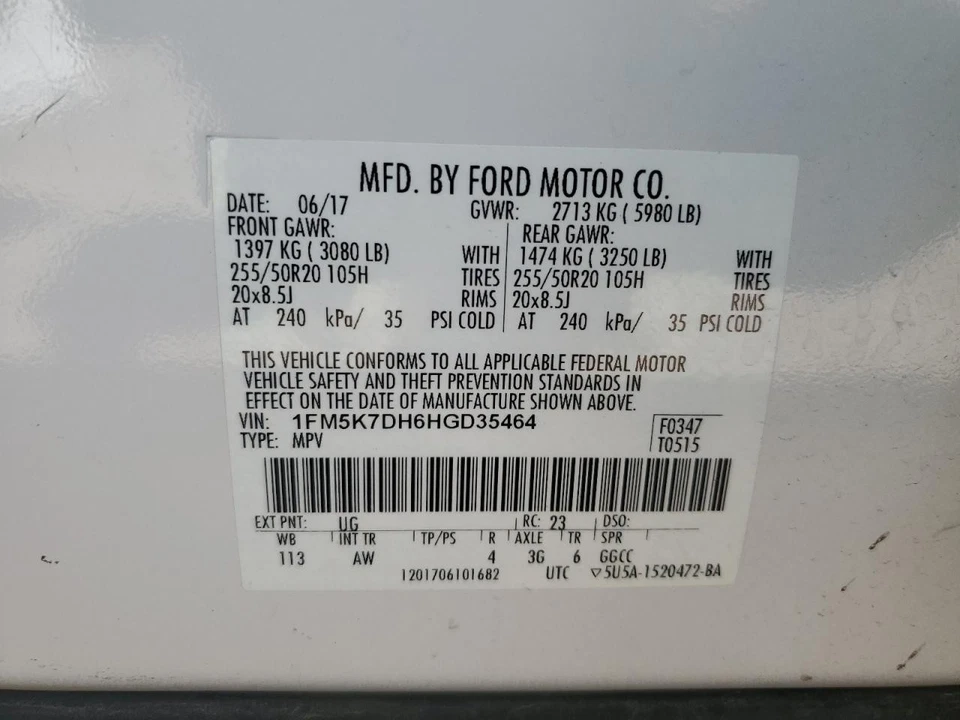 Used Rear Right Door Assembly Rear Side fits: 2017 Ford Explorer electric privac - Imagem 4 de 4