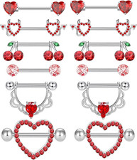 6 Pairs Nipple Rings Stainless Steel Heart Butterfly Moon Flower...