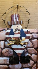 vintage Hand Painted wooden Uncle Sam Americana wall hanging Rustic Patriotic
