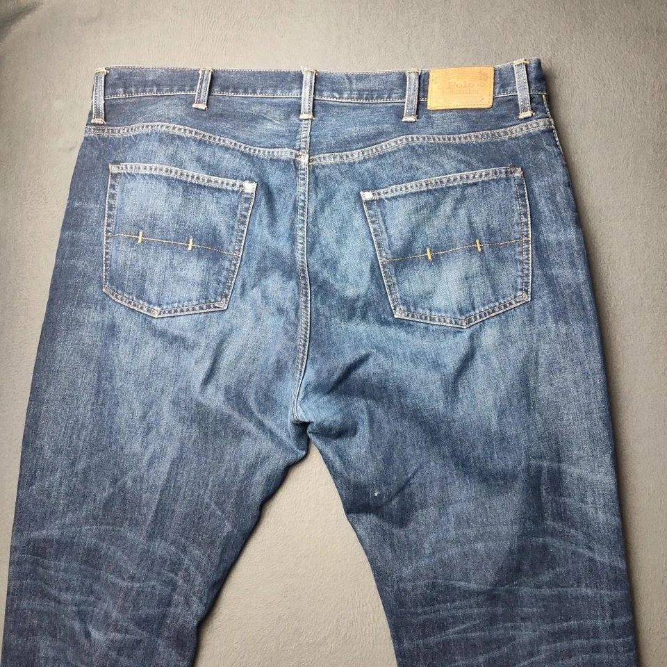 Polo Ralph Lauren Jeans Mens 44x32 Blue Authentic Dungarees Denim Straight Leg - Image 4 of 4