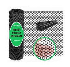 Upgraded Plastic Chicken Wire Fence Mesh16inx33ft Black/green/white Colors 0.3