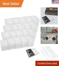 100 Pack Cassette Tape Cases-Clear Plastic Storage-Audio-No Scratch/Dirt