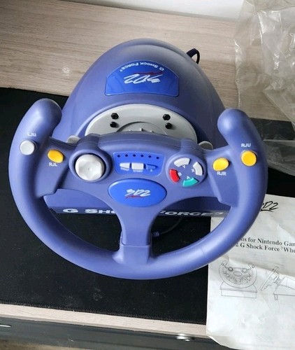 3D2 G SHOCK FORCE 3 NINTENDO GAMECUBE STEERING WHEEL PURPLE With Paddle Buttons - Picture 3 of 7